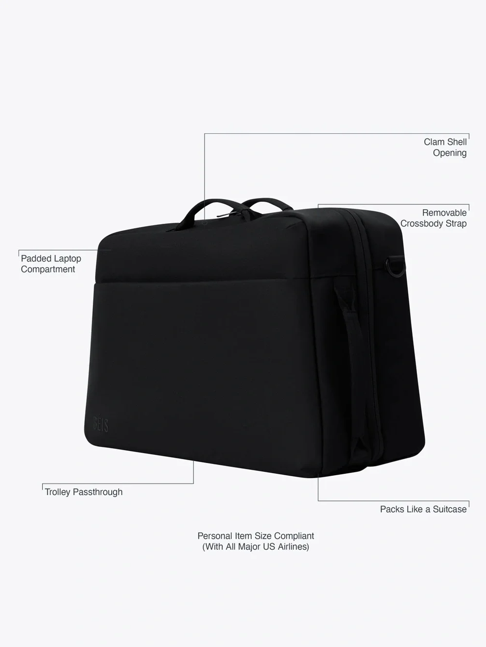 BEIS Ultimate Travel Duffel in Black